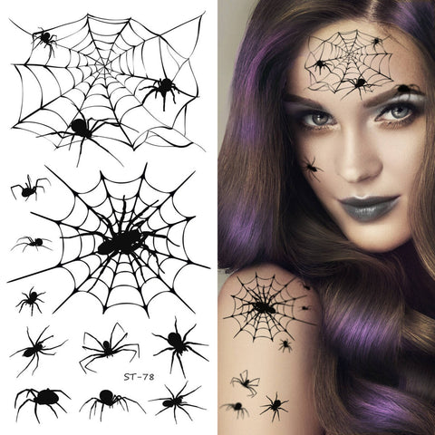 Supperb Temporary Tattoos - Spider Webs Halloween Face Tattoos ST-78