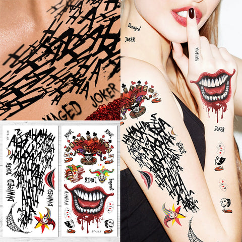 Supperb Halloween Joker Suicide Squa Temporary Tattoos Harley Quinn Tattoos Face Tattoo (Pack of 2)