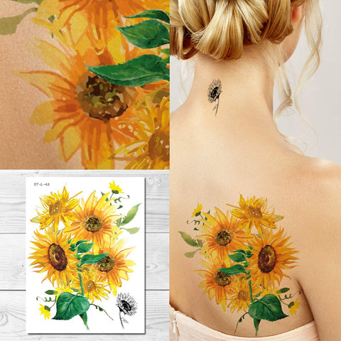 Supperb Temporary Tattoos - Watercolor Painting Bouquet of Sunflower Sunflowers Tattoo