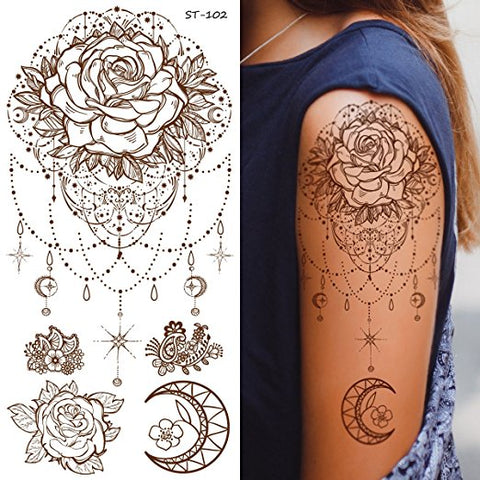 Supperb Temporary Tattoos - Inspired Mandala Rose Henna Jewelry Healing Yoga Meditation Tattoo