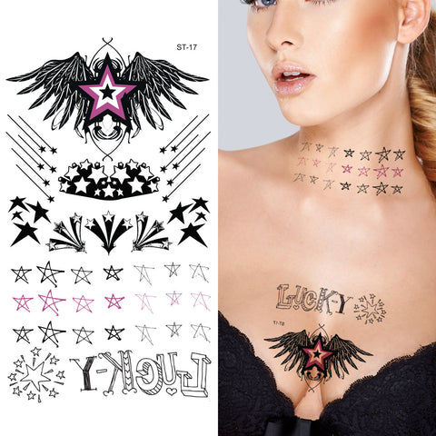 Supperb® Temporary Tattoos Lucky Wing Five-pointed Star Tattoos