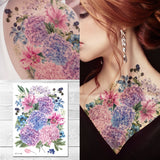 Supperb Large Temporary Tattoos - Watercolor Painting Bouquet of Summer Hydrangeas Flowers Wildflowers