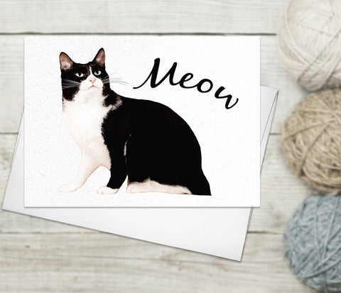 Black White Cat Funny Greeting Cards with Envelopes Blank Cat Card Cat Lover Greeting Cards Thank You Cards Cat Fine Art Birthday Card
