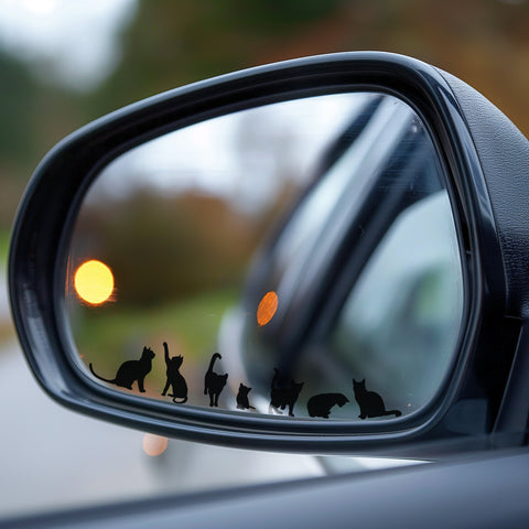 Adorable Miniature Cat Decal - Ultra Small, Hidden Easter Egg Car Sticker, Kitten Mirror Laptop Sticker, Tiny Cat Window Decal (Set of 8)