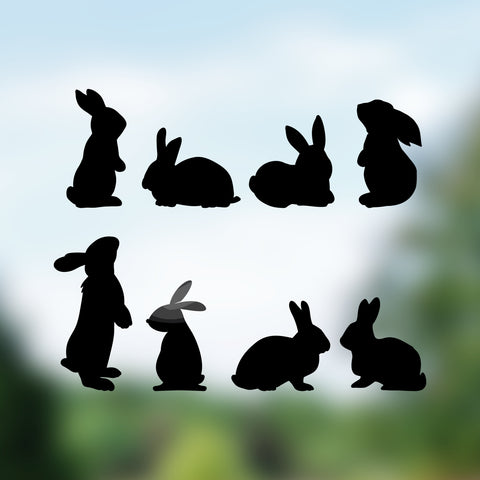 Cute Miniature Bunny Stickers - Set of 8 Tiny Rabbit Decals for Car Mirrors, Laptops, and Windows, Adorable Small Rabbits Sticker Collection