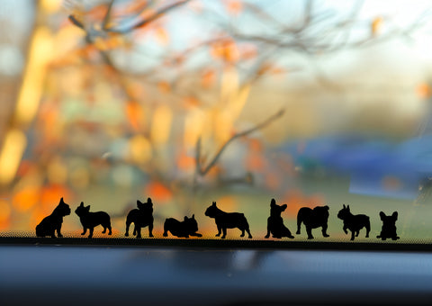 Playful Miniature dog Stickers - Set of 9 Tiny French Bulldog Decals for Car Mirrors, Laptops, Windows | Adorable Small Puppy Stickers