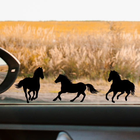 Miniature Running Horse Silhouette Decals Set of 3 | Wild Horse Window Stickers | Western Horse Wall Decor | Horse Vinyl Stickers