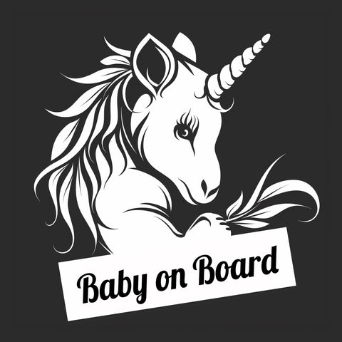 Unicorn Baby On Board Car Decal – Cute Baby Safety Warning Sign Vinyl Sticker for Car Windows, SUV & Truck Décor | Baby Shower Gift Idea
