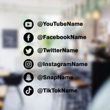 Custom Social Media Tags Decal, Facebook YouTube Twitter Instagram Snap Window Sticker, Bumper Car Decal Social Media Vinyl Decal Sticker