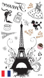 Supperb® Temporary Tattoos - I Love Paris, France Eiffel Tower