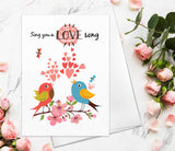 Valentine's Day Card - Love Birds Sing You a Love Song Card for Boyfriend Girlfriend Engagement Wedding Cute Valentines Day Greeting Card