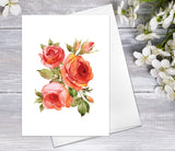 Wildflower Floral Flower Joyce Tea Rose Watercolour Card Flower Greeting Cards Anniversary Mother's day Valentine's Day Blank Greeting Card