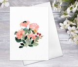Sweet Watercolor Blossoms Cards w Envelopes Floral Blank Watercolor Card Wild Flower Greeting Cards Anniversary Mother's day Greeting Cards
