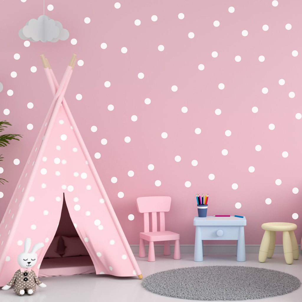 White Dot Vinyl Wall Décor Sticker Decoration, Circle Vinyl Decals for Living Room, Decals for Baby Nursery Wall Decals, Dots Vinyl Stickers